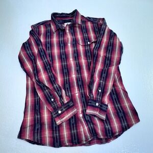 Burton Red Plaid Flannel Southwest Striped Long Sleeve Medium‎